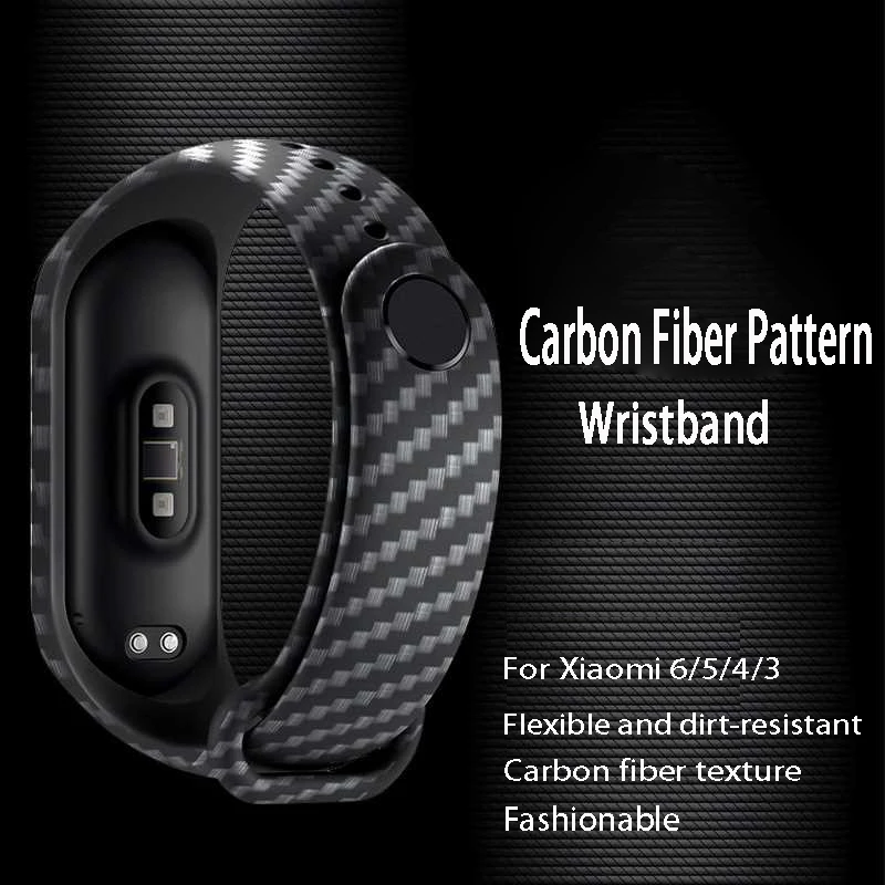 

Fashion Carbon Fiber Watch Strap For Xiaomi Mi M3 M4 M5 M6 Fashion Tpu Band Armband Horlogeband Voor Miband 3 4 5 6 Mi band