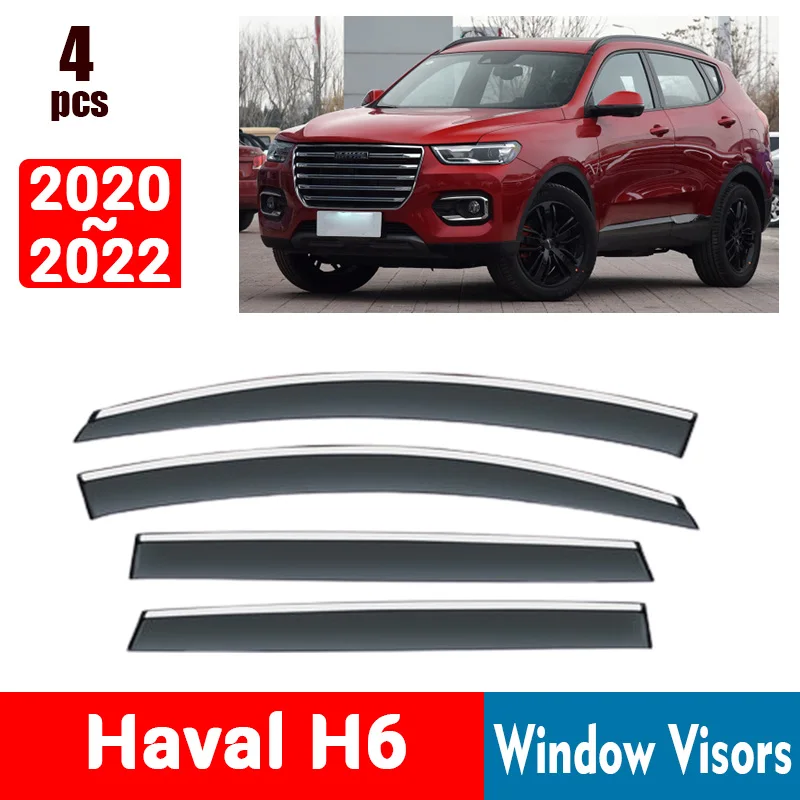FOR Haval H6 2020-2022 Window Visors Rain Guard Windows Rain Cover Deflector Awning Shield Vent Guard Shade Cover Trim 2021