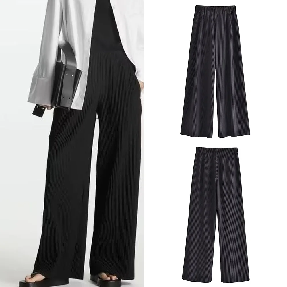 

PB&ZA spring/summer new women's fashion minimalist style elasticated high waist casual stretch trousers