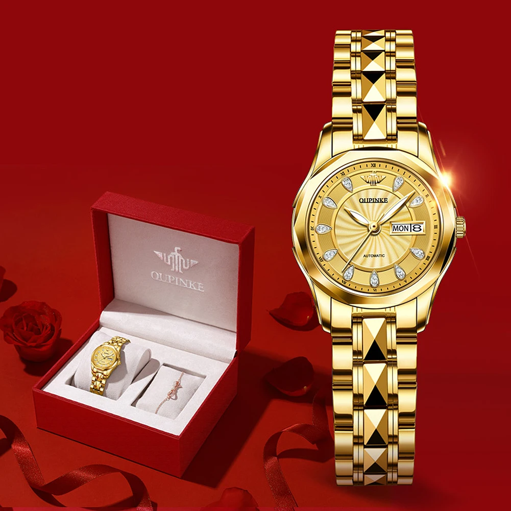 OUPINKE Couple Watch His & Hers Watch Pair Matching Bracelet Wristwatch Valentine's Gifts automatic mechanical watches