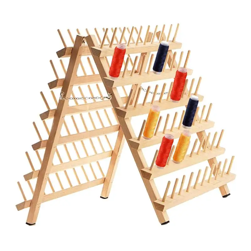 

Wooden Thread Holder Double-sided Foldable Wooden Folding Thread Holder Double-sided 120-Spool Thread Organizing Rack For Cross