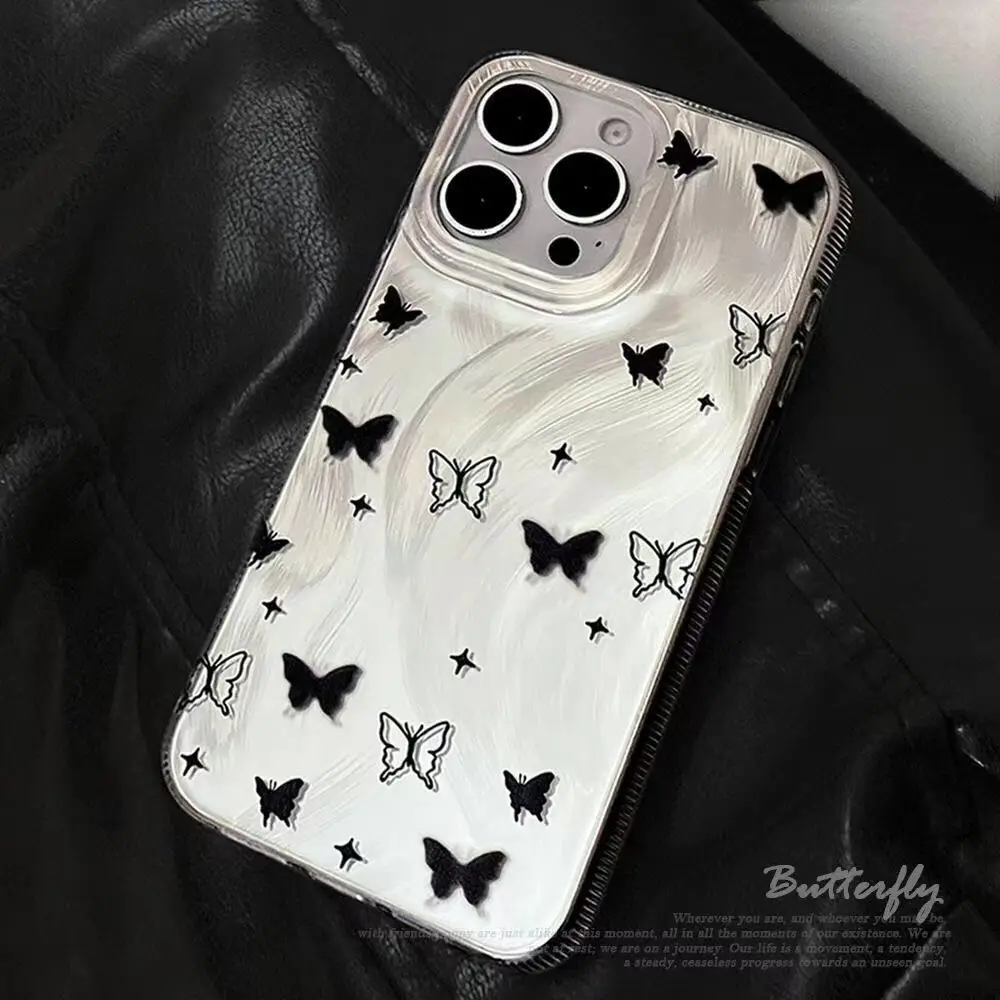 Ретро чехол для телефона с бабочкой iphone 15 pro max 14 plus 13 11 12 защитный камеры xr xs x 7 p 8p se2