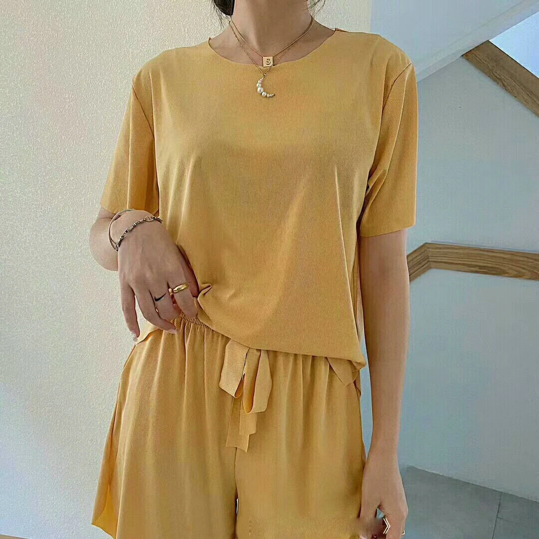 Female Home Clothes 2 Pc 1Set Tops+shorts Lady Home Suit Summer Women Lounge Wear Autumn Loose Homewear Suit for Women Pajamas