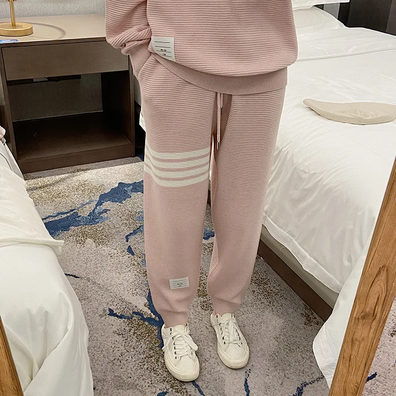 

High Quality Korean Style TB Autumn Spring Autumn New Waffle Wool British Underlay Single Wear Classic Knitted Wool Leggings