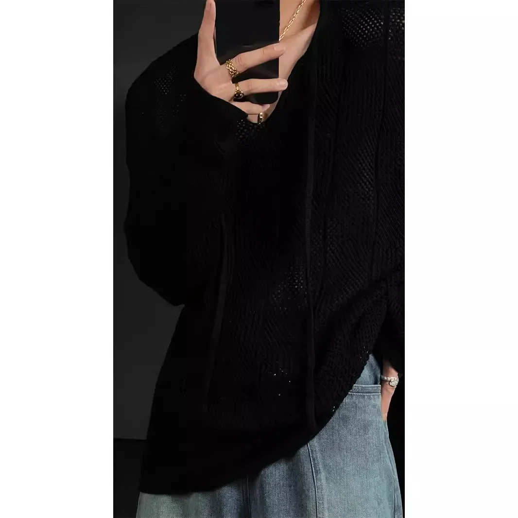 2024 весна лето осень зима новый винтажный стиль свободный полый вязаный топ