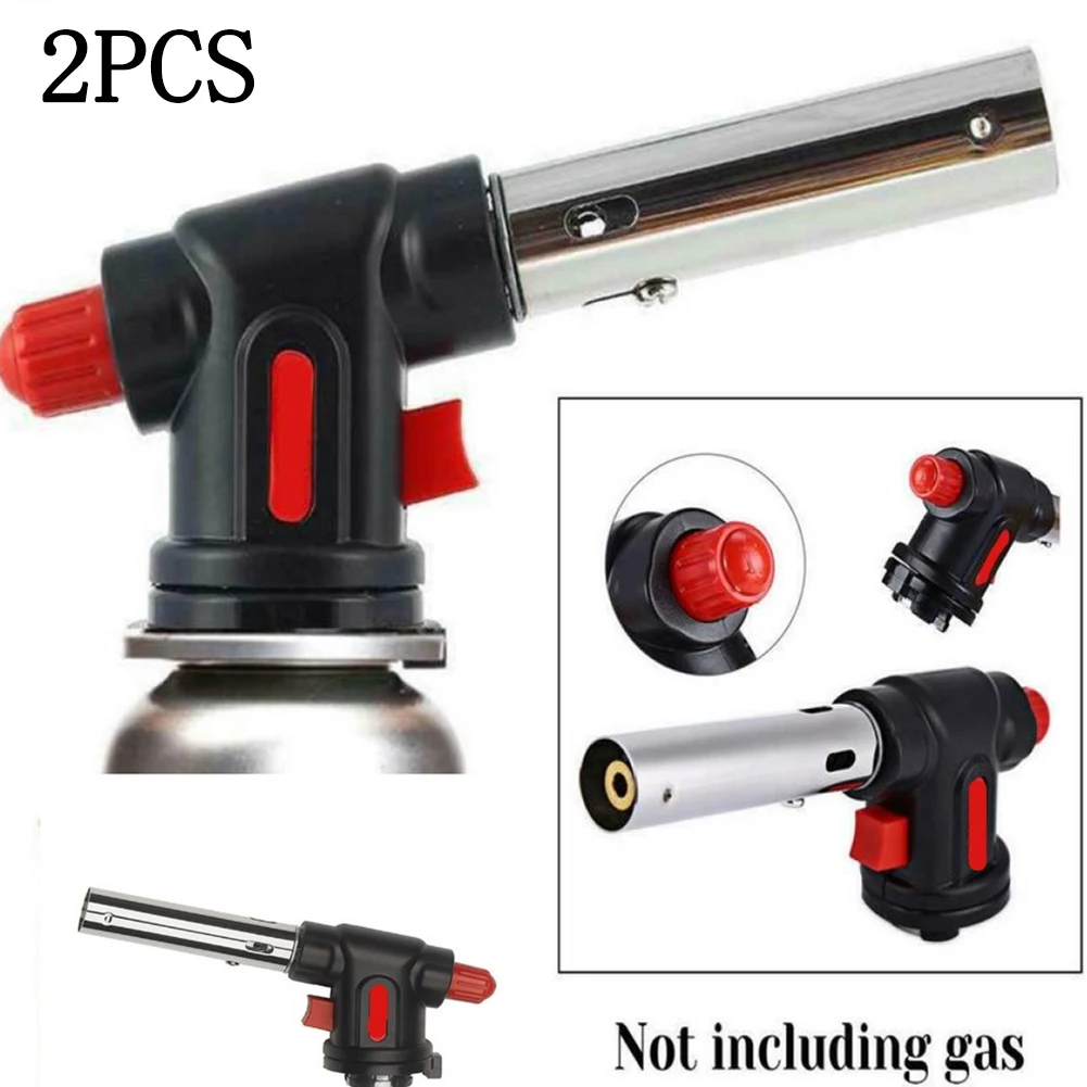 

2PCS Butane Lighter Torch Adjustable Flame Lighter Chef Cooking Welding Torch BBQ Automatic Ignition Picnic Tool Windproof Torch