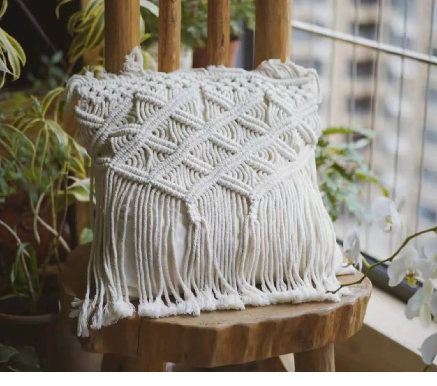 

Хлопковые декоративные наволочки Macrame Bohemia