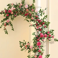 160cm rose artificial flower fake flower silk 54 headsrose vine decor hanging faux leave floral for wedding wall decor