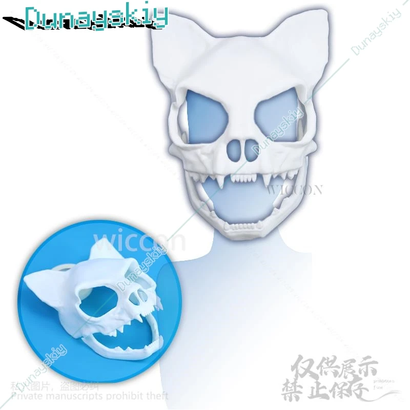 Пушистый костюм животного череп кошки кигуруми реквизит 3D принт голова меховой