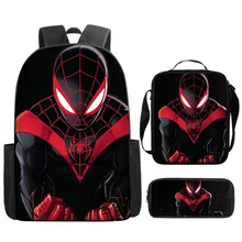 3pcs/set Disney Spider Man Students Backpack Pencil Case Lunch Bag Kids Wear-resistant Air Cushion Harness Waterproof Schoolbag 