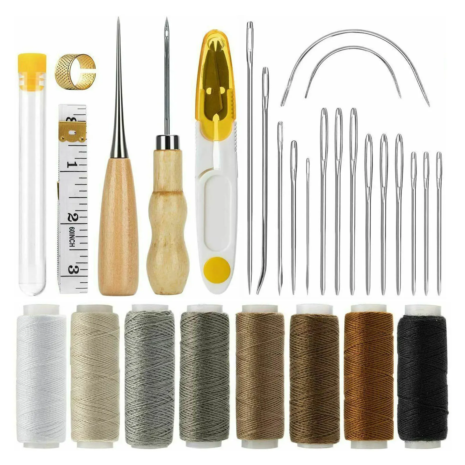 Купи Leather Sewing Tools Leather Stitching Tools Leather Crafting with Waxed Thread Hole Punches Needle for Leather Working Kit за 149 рублей в магазине AliExpress