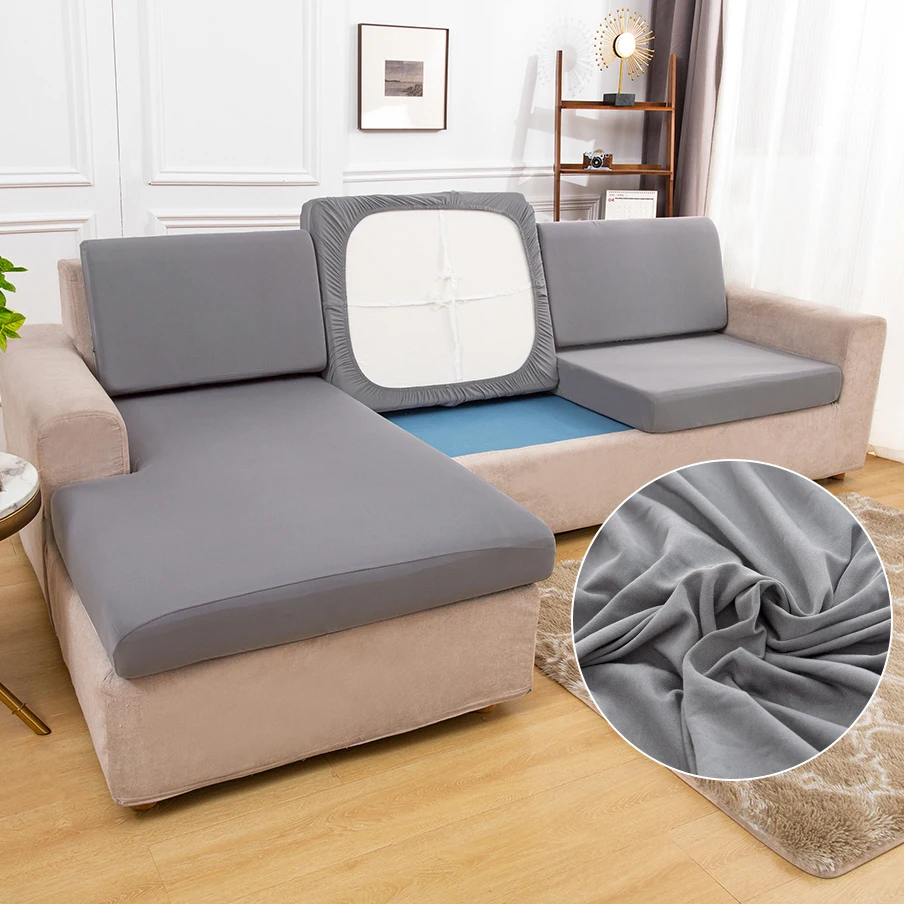 

Solid Color Sofa Seat Cushion Cover Sheath Elastic Corner Couch Seat Cushion Chair Cover Funiture Protector Cover Living Room