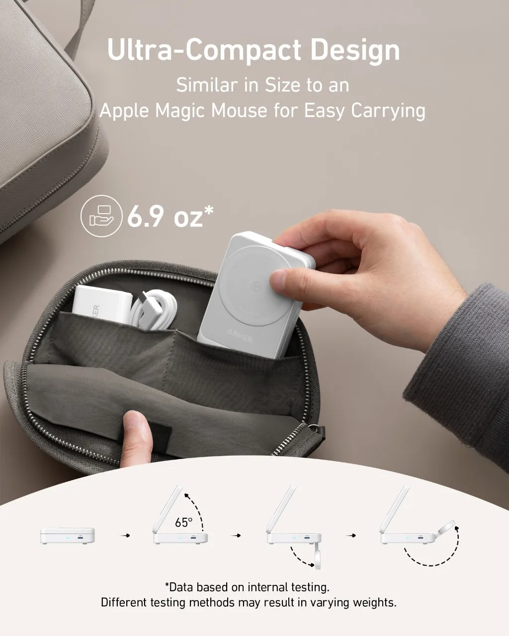 Фото Зарядная станция Anker MagGo 3-в-1 для iPhone 16, беспроводная зарядная подставка, совместимая с MagSafe, складное зарядное устройство Qi2 15 Вт №5