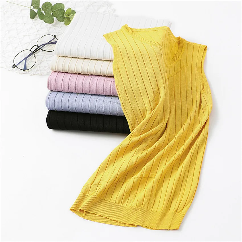 

Женская Трикотажная майка без рукавов, с круглым вырезом