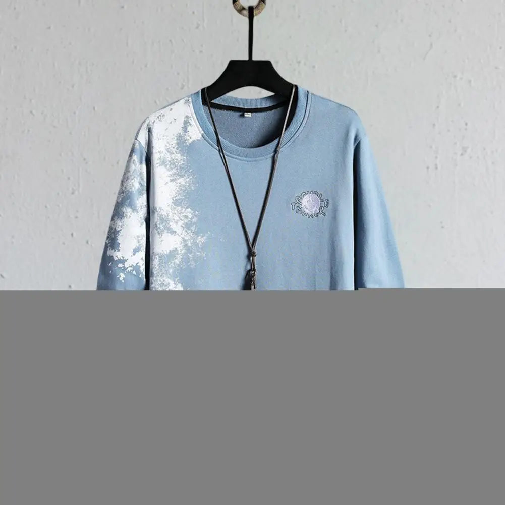 

Autumn Tops Contrast Colors Korean Style Soft Crew Neck Colors Matching Men Tops Spring Sweatshirt for Daily Wear