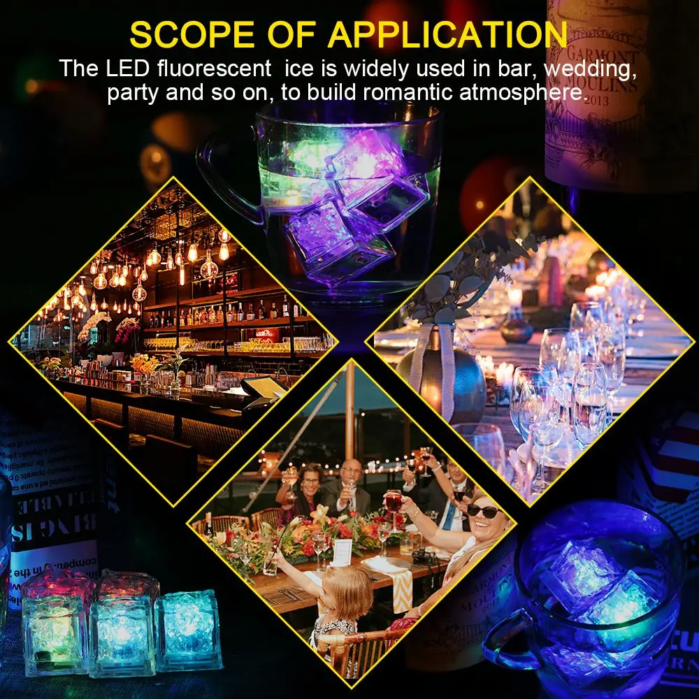 6 шт. светящиеся неоновые кубики льда со светодиодной подсветильник кой | Дом и