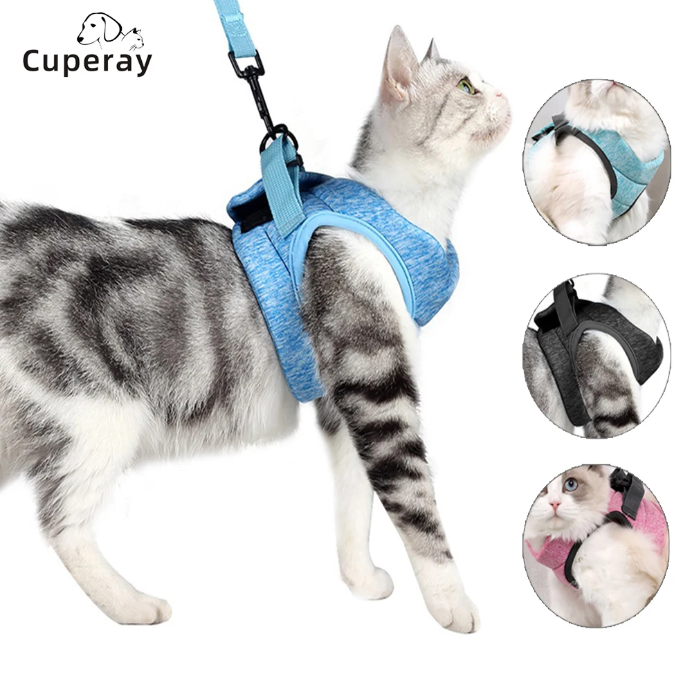 

Жилет с поводком и шлейкой для кошек, регулируемый, для прогулок и бега, с поводком