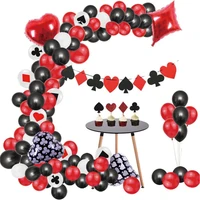 fangleland creative playing card balloon chain set birthday party decoration black red playing card aluminum film balloon set