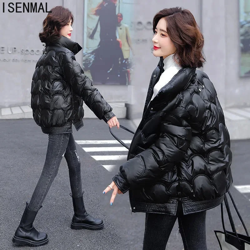 New Winter Parkas Women Jacket Glossy Basic Coat Thicken Female Jacket Warm Cotton Padded Parka Waterproof Outerwear