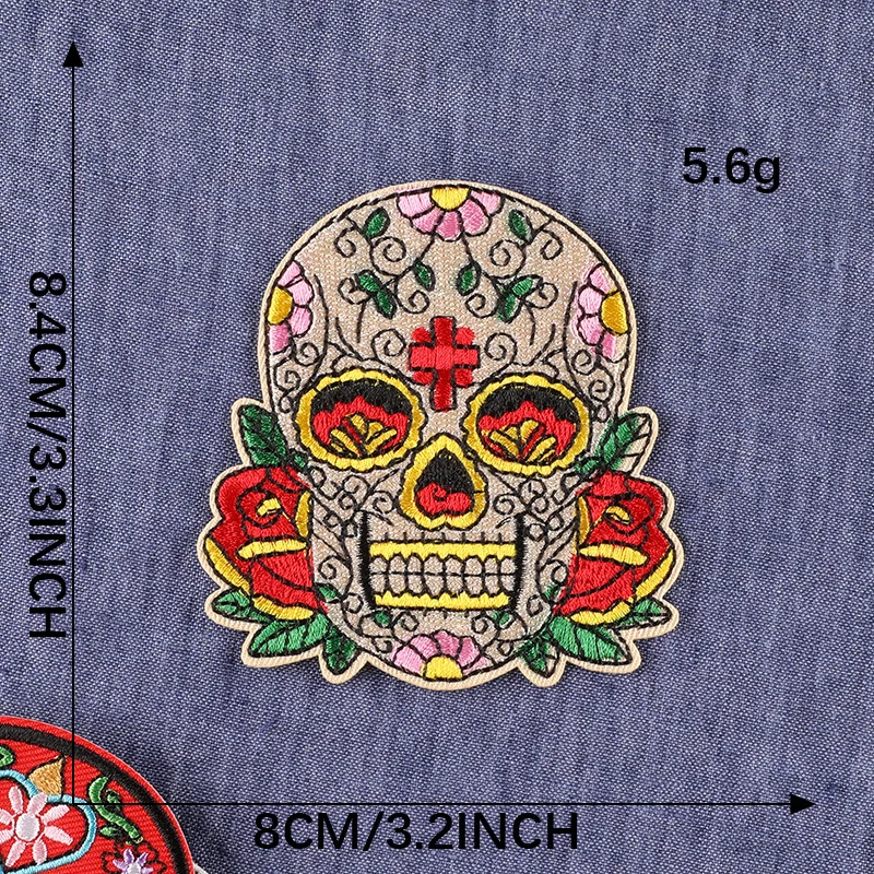 Нашивки с вышивкой для джинсов череп розы нашивка утюгом значок мексиканская