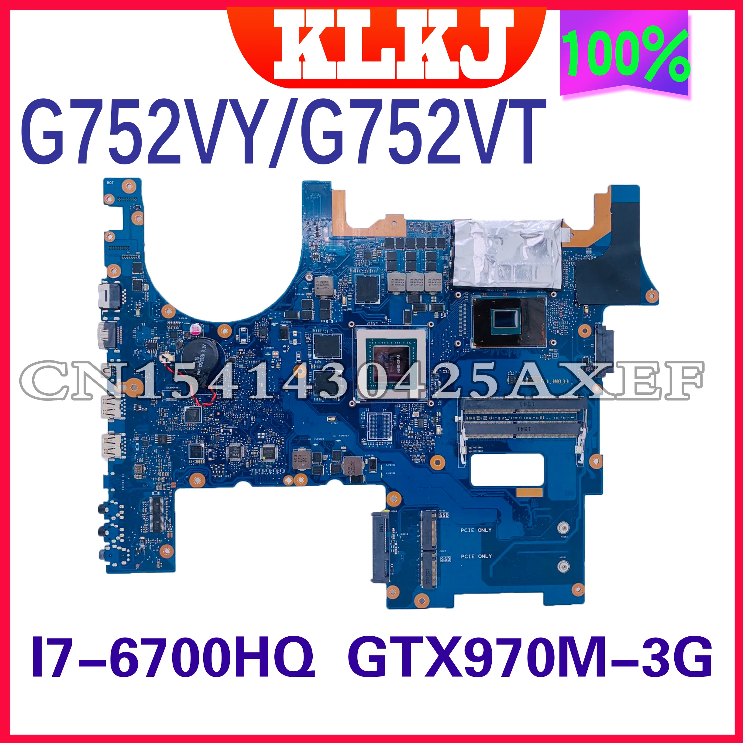 

Dinzi ROG G752VY Motherboard For ASUS G752VS G752VM G752VY G752VT Notebook Motherboard 100% tested I7-6700HQ GTX970M-3G
