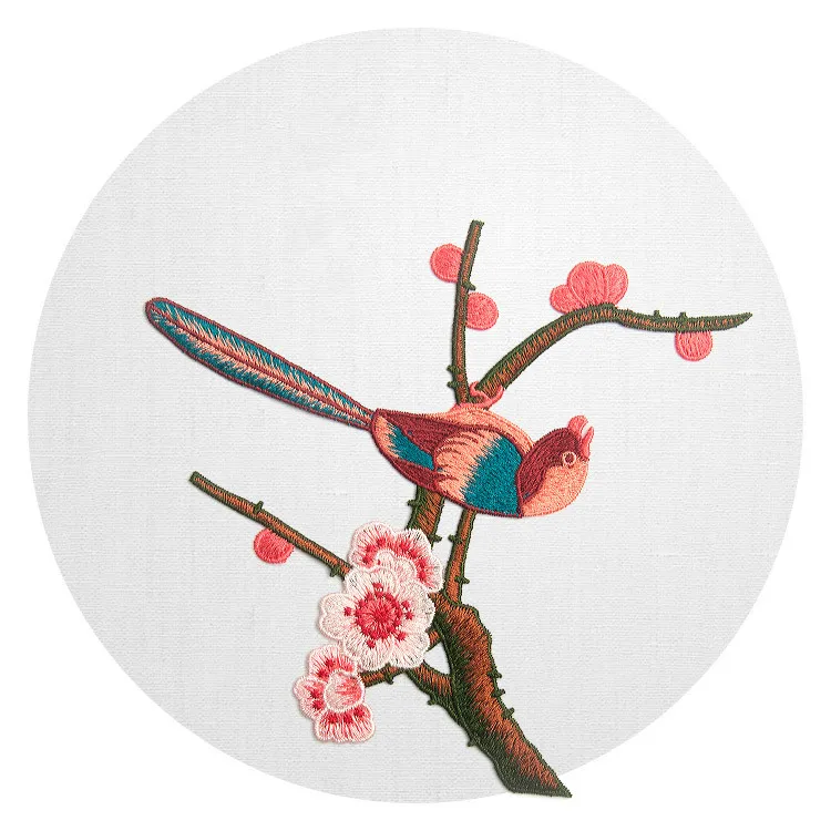 Одежда в китайском стиле с вышитыми цветами сливы и птицами нашивки аппликацией