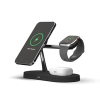 5 in 1 desk wireless charger dock station 15w magnet fast charge adjustable light stand for iphone12 for airpod3 pro iwatch