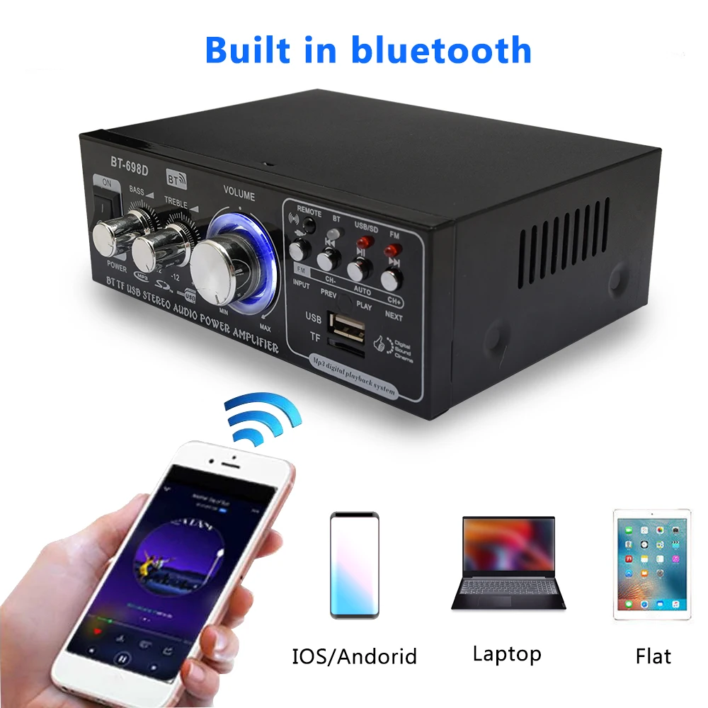 

AK35 50W+50W Home Digital Amplifiers Audio 220-240V Bluetooth 5.0 Stereo Amplifier for Home Audio Speakers Hifi FM Auto Music