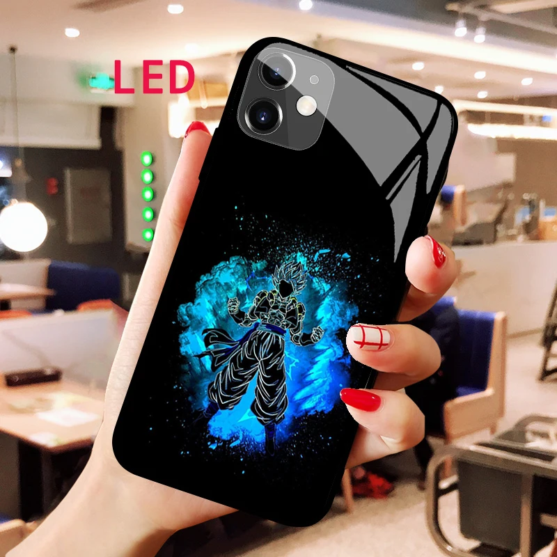 

Luminous Tempered Glass phone case For Apple iphone 12 11 Pro Max mini DRAGON BALL Fall Protection Protect RGB Backlight cover