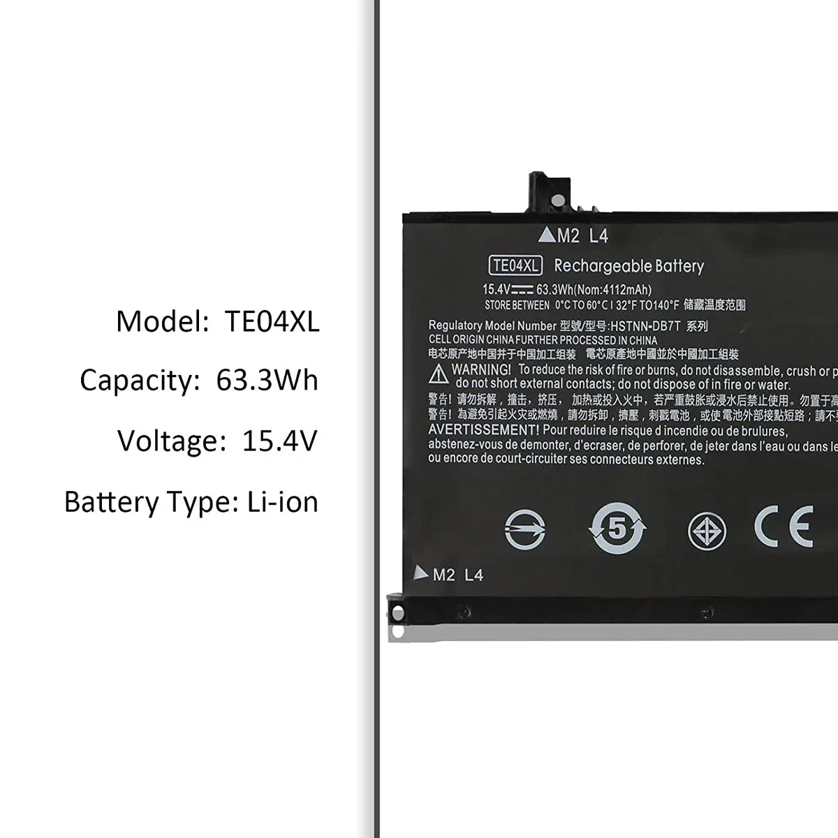 Батарея TE04XL для HP OMEN 15-AX200 15-AX218TX 15-AX210TX 15-AX235NF 15-AX202N 15-BC200 HSTNN-DB7T 905277-855 15 4 В 63 3 Втч