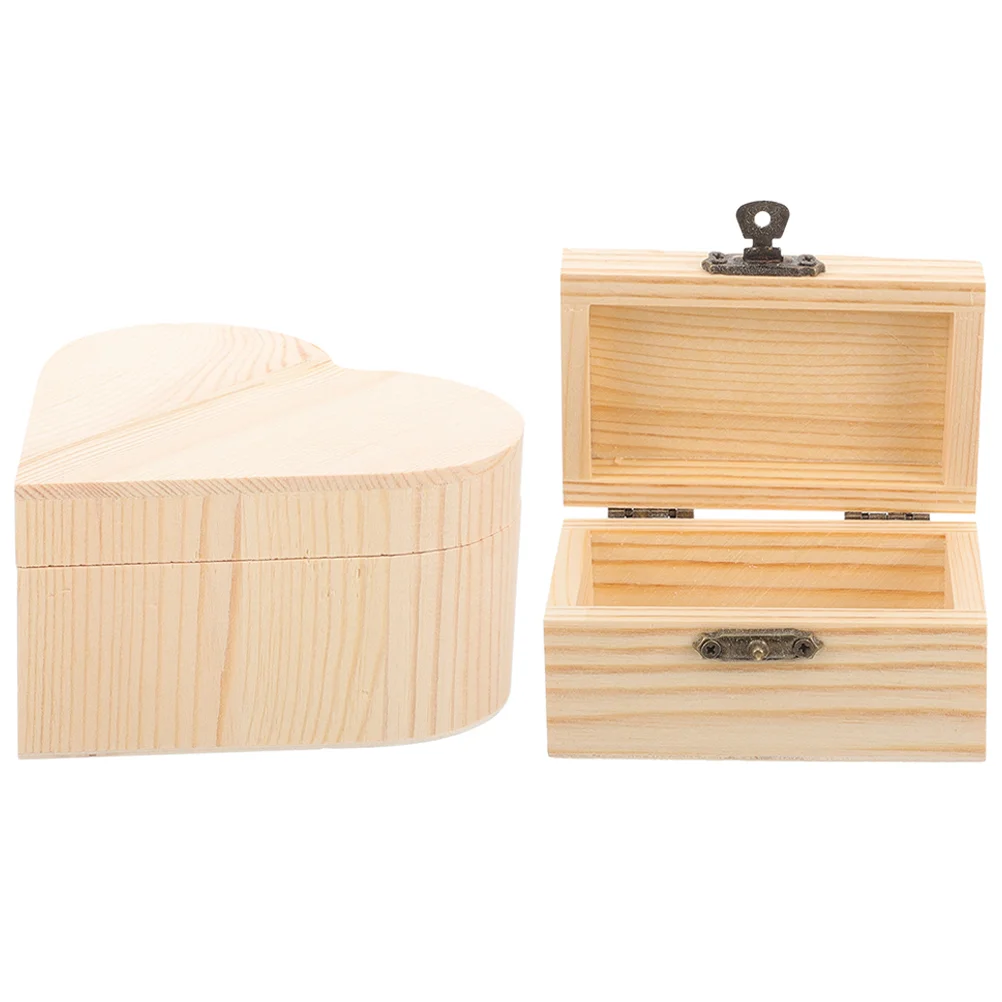 

2 Pcs Wooden Jewelry Holder Sundries Organizer Storage Case Toy Cases Container