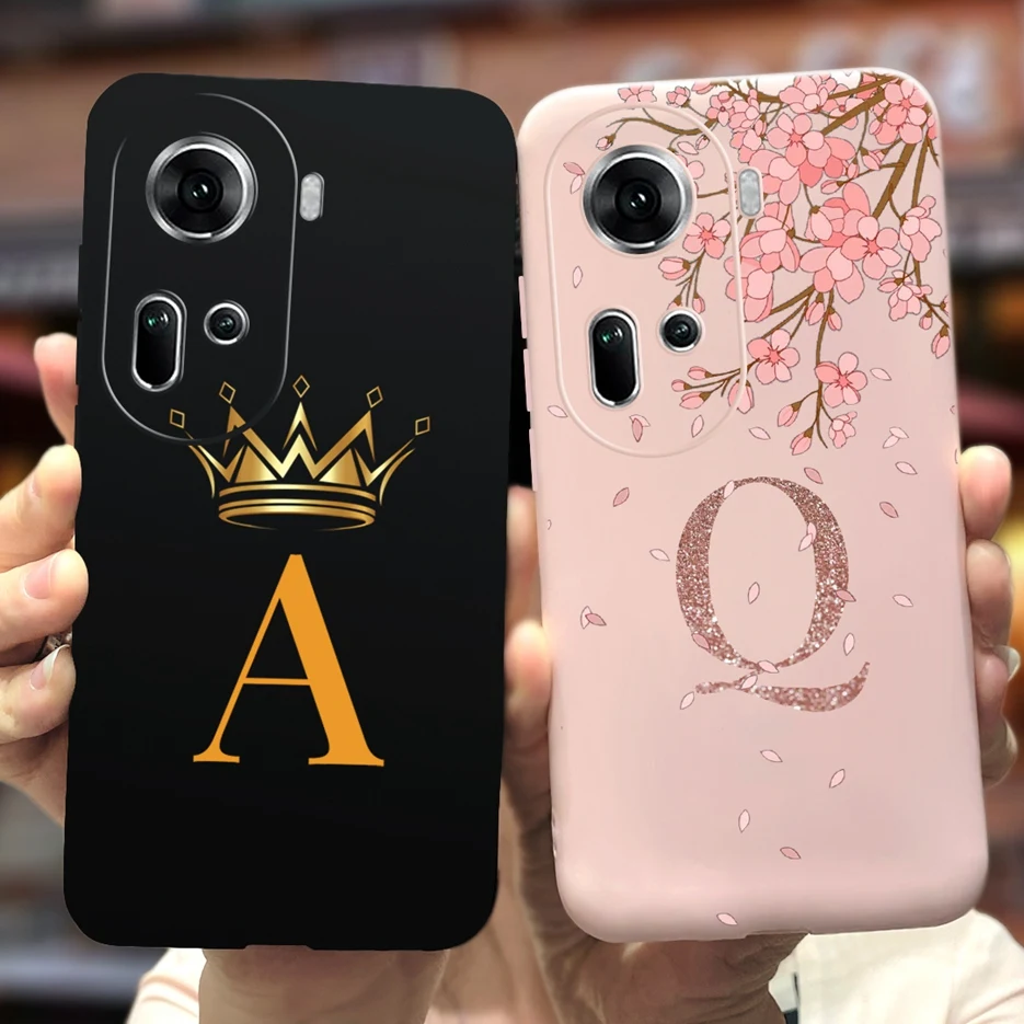 Задняя крышка для Oppo Reno 11 5G Reno11 F с милыми коронными буквами Мягкая силиконовая