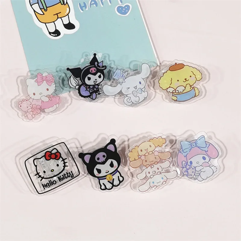 

Kawaii Sanrio Acrylic Cartoon Clip Hello Kitty Kuromi Cinnamoroll Portabl Stationery Test Paper Transparent Snack Dovetail Clip