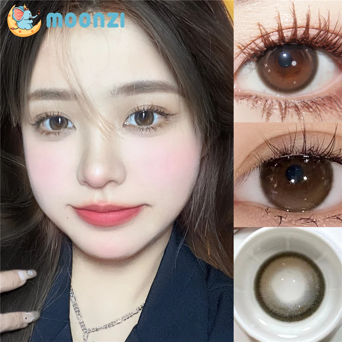 

MOONZI tomato brown Colored contact lens big beauty Pupil Soft Eye Contact Lenses for eyes Natural degrees myopia prescription