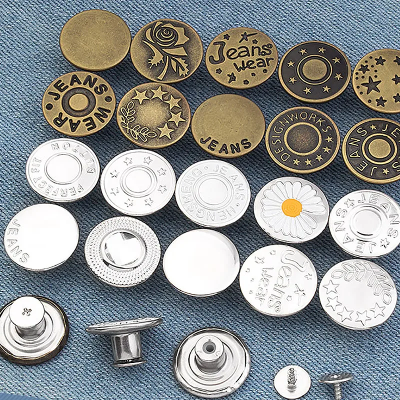 

5Pcs Metal Waist button Detachable Waist button Jeans Button denim Coat Button sewing accessories