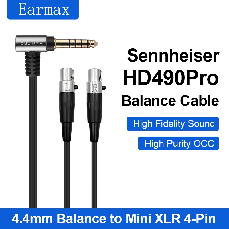 Фото Earmax для Sennheiser HD490 Pro Plus, сменный 4,4 мм однокристальный медный Балансирующий провод Jinbao, четырехъядерный обновленный кабель №3