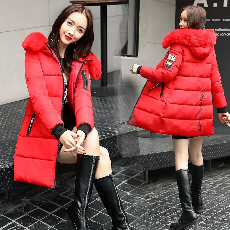 

Winter Jackets Female Coats 2022 Casual Hoodied Slim Outerwears Women Parkas Sweet Zipper Woman Clothes