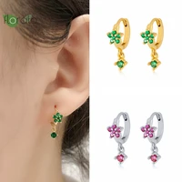 925 sterling silver needle delicate flower earrings fashion colored zircon hoop earrings for women wedding luxury jewelry gifts