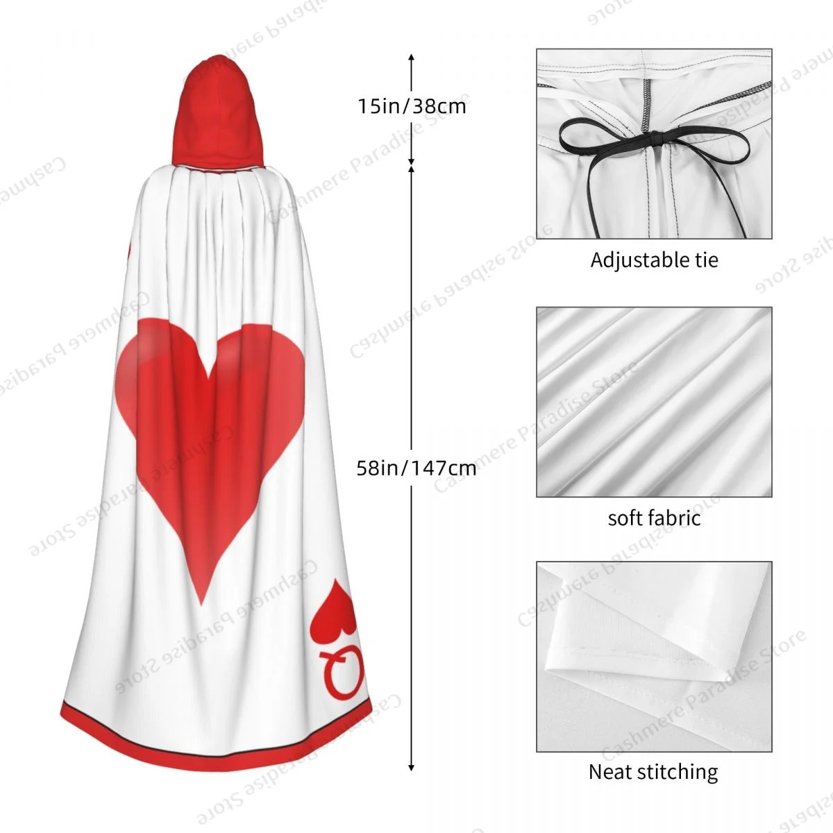 Плащ с капюшоном Queen Of Hearts полиэстер унисекс накидка ведьмы аксессуар для костюма