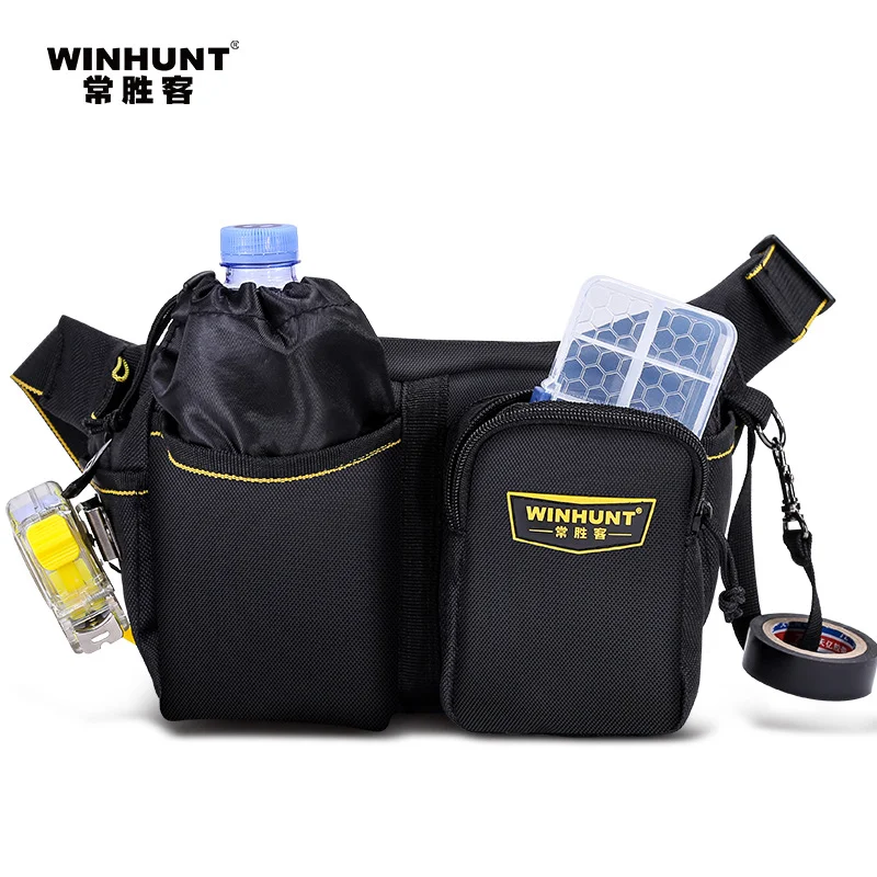 Фото Многофункциональная сумка для инструментов WINHUNT, маленькая холщовая поясная сумка электрика, органайзер для ремонтных инструментов, портативный набор для инструментов на пояс №2
