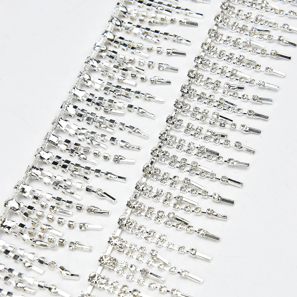 Модное блестящее серебряное покрытие украшение с кристаллами бахрома