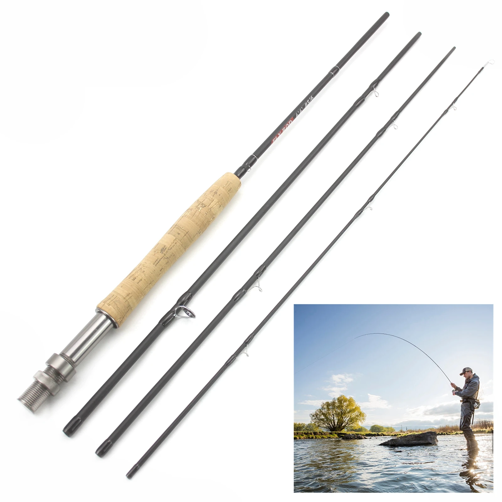 

2.1M 2.4M 2.7M UltraLight 4 Sections Fly Fishing Rods LW 5/6 Fast Action Freshwater Fly Rods for Trout Salmon Goods for Fishing