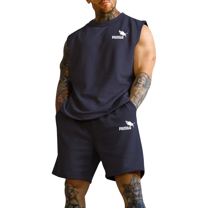 Summer Men Tracksuits Fashion Printed Short Sleeve T Shirt 2 Piece Sets Outfits Casual Trend Short Clothing Suit