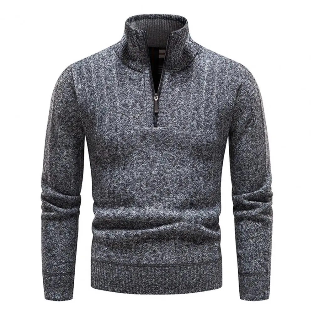 

Spring Autumn Knitted Sweater Mens Warm Pullover High Collar Turtle Neck Zipper Striped Elastic Knitted Long Sleeves Streetwear