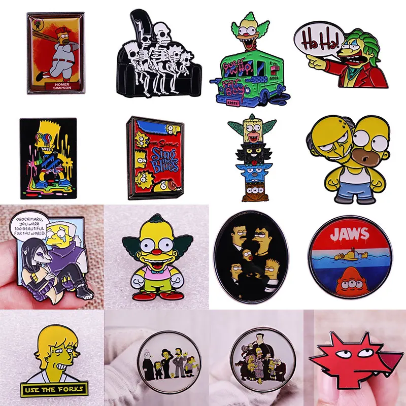 Simpson Homer TV Anime Series Lapel Pins Backpack Jeans Enamel Brooch Funny Comic Pin Women Fashion Jewelry Gifts Cartoon Badges