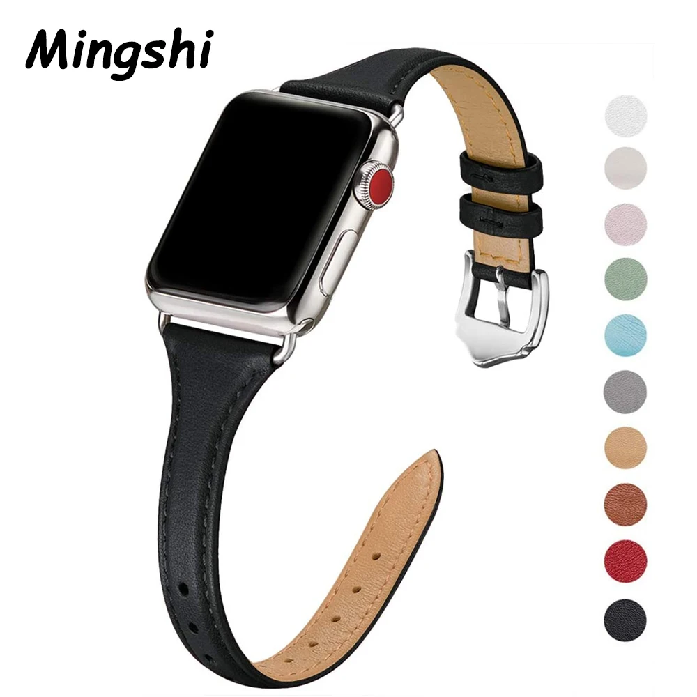 Женский тонкий кожаный ремешок для Apple Watch 38 мм 40 41 цветной браслет iWatch SE 7/6/5/4/3/2/1 |