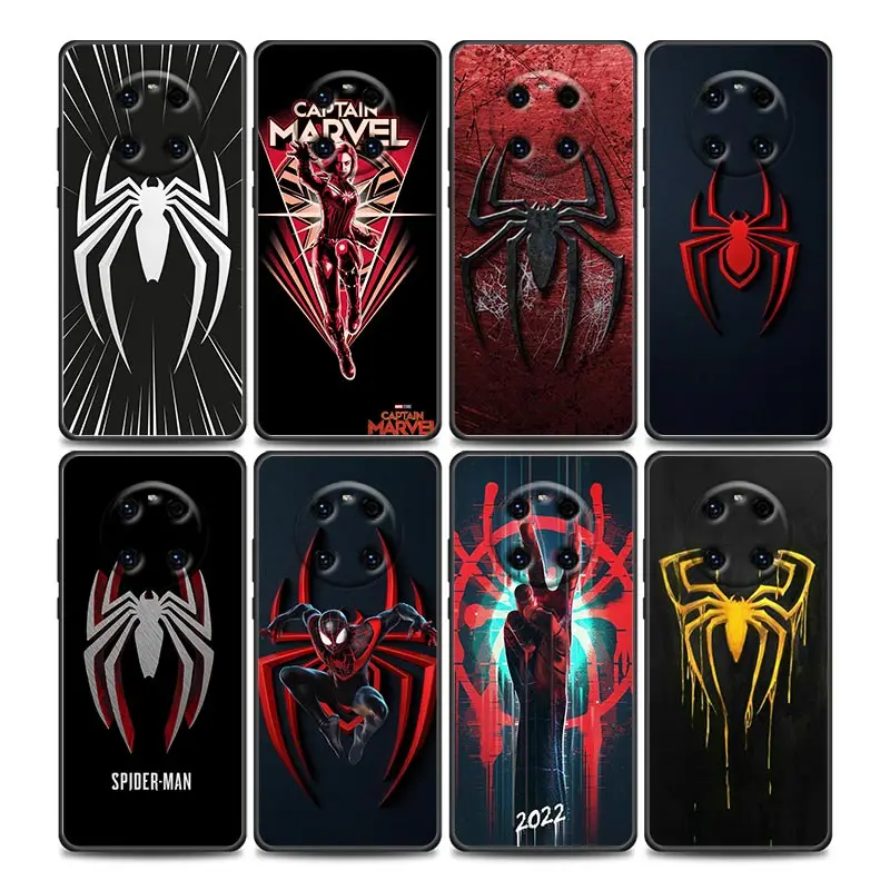 

Marvel Phone Case for Huawei Y6 Y7 Y9 2019 Y6p Y8s Y9a Y7a Mate 10 20 40 Pro Lite RS TPU Case Cover Anime Spider-man logo Marvel