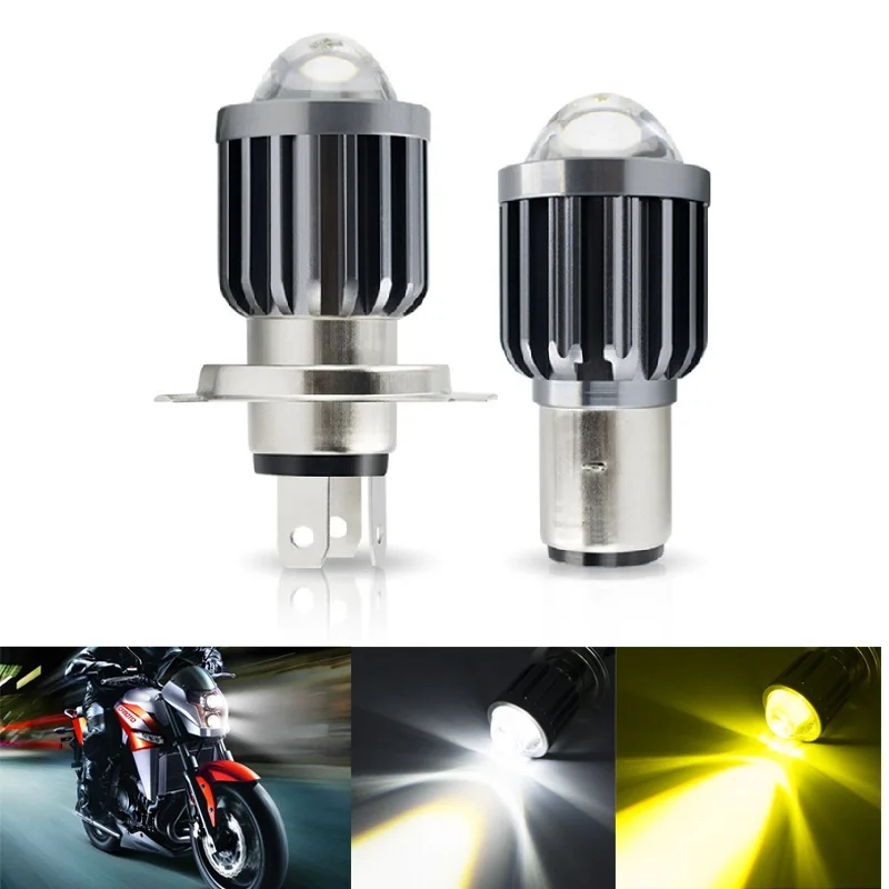 1pcs CSP 10000Lm H4 LED Moto H6 BA20D P15D LED Moto Motorcycle Headlight Bulbs Lens Yellow Hi Lo Lamp Motorbike Headlight Lamp