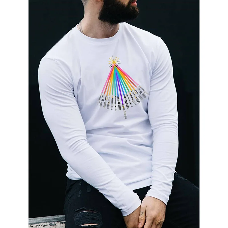 

Мужская Повседневная рубашка с длинным рукавом и принтом радужной рождественской елки Badassdude