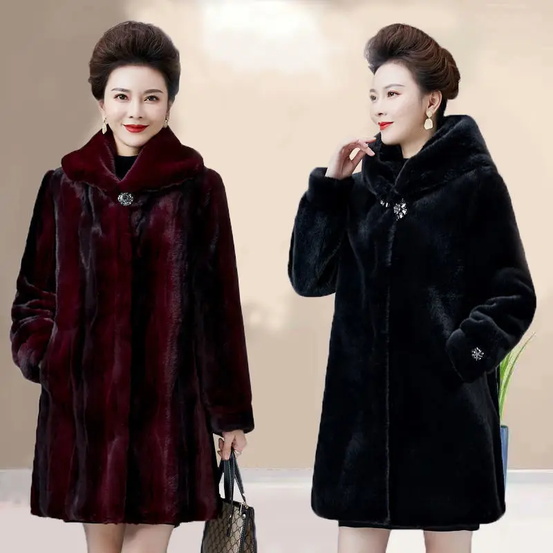 Women's Luxury Mink Fur Coat Warm Coat New Fur High-end Mink Top Warm Women's Hooded Fluffy Jacket for Fall and Winter